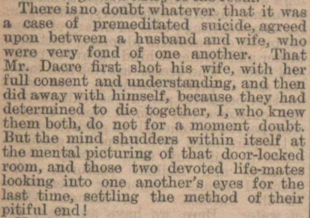 An example of a murder-suicide reported in the The Stage 1895.