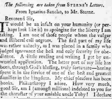 Ignatius Sancho letters published in newspapers