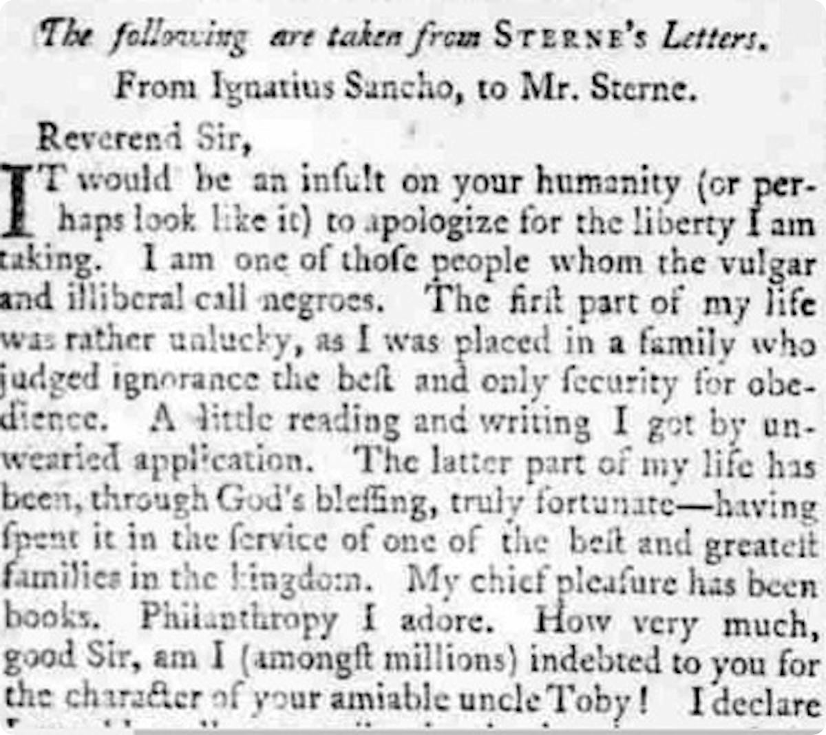 Ignatius Sancho letters published in newspapers