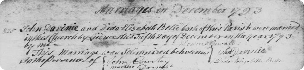 Dido Belle marriage record