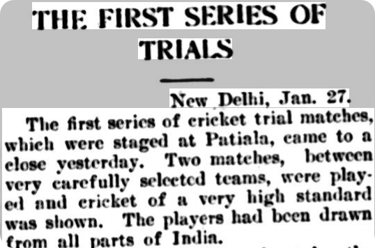 The Civil and Military Gazette (Lahore) reporting on the first Indian test cricket matches, 1932. 