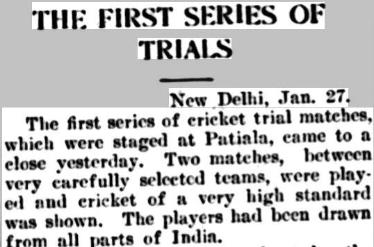 The Civil and Military Gazette (Lahore) reporting on the first Indian test cricket matches, 1932. 