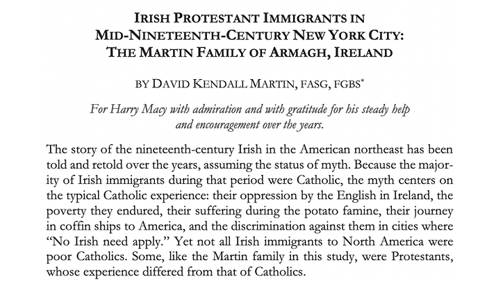 Records of Irish immigrants to New York