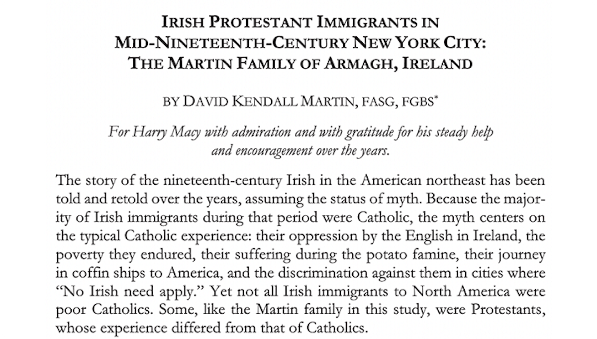 Records of Irish immigrants to New York