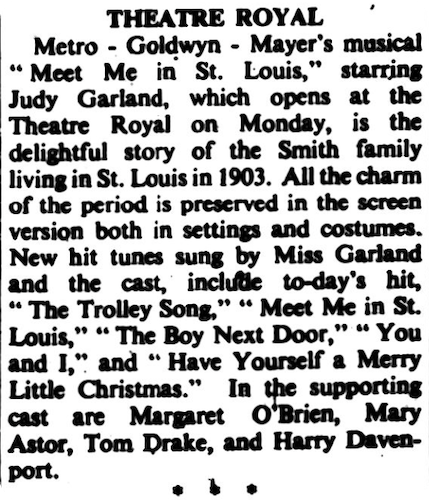 Meet Me in St. Louis, reported on in the Chichester Observer, 23 June 1945.