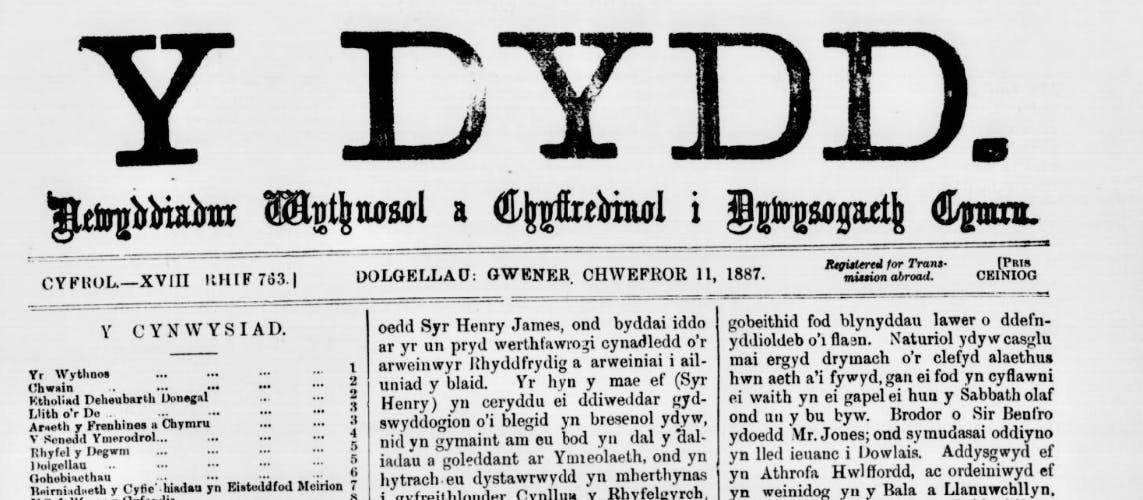 Y Dydd, Friday 11 February 1887