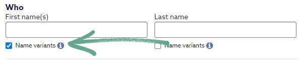 Name variant tool on Findmypast