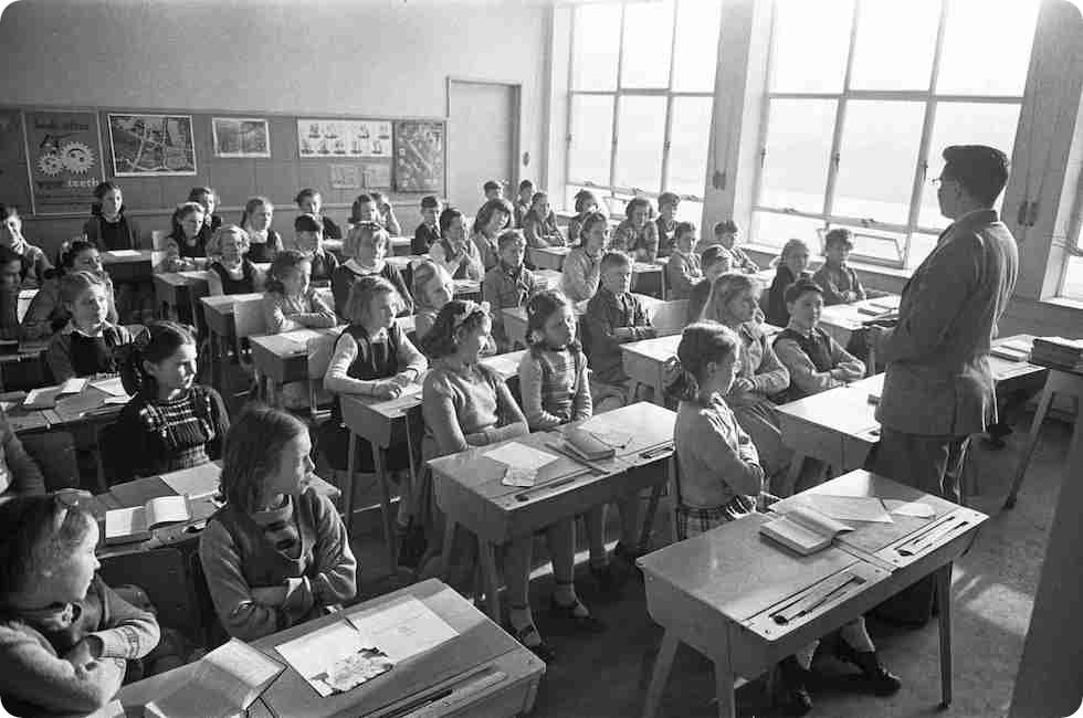 A class at Mardyke Primary School in Ockendon, Essex, taken by Bela Zola in 1954. View within our photo collection.