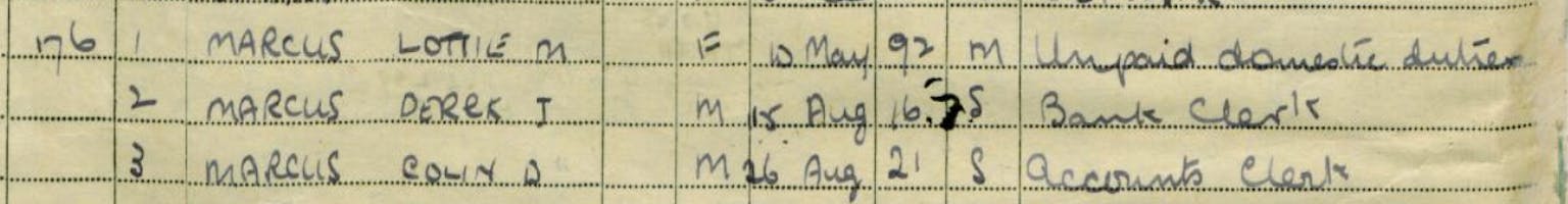 Colin Dudley Marcus in the 1939 Register.