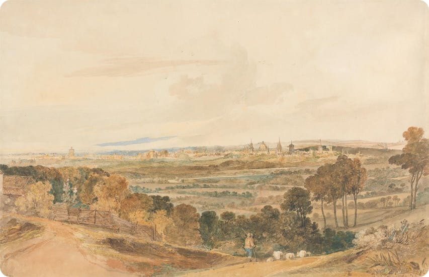 Boar’s Hill, where Stevens built her observatory. Painting by Hugh O’Neill, 1811. 