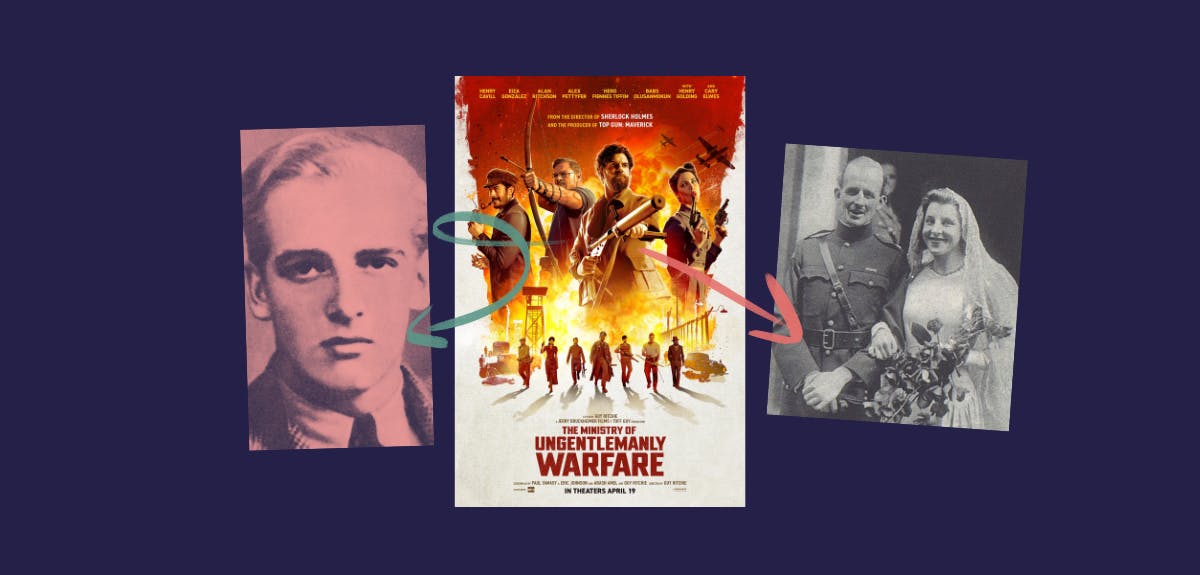 The Ministry of Ungentlemanly Warfare movie poster, and photos of Anders Lessen and Gus March-Phillips