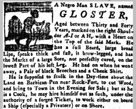A disturbing notice advertising a reward for the return of a runaway enslaved person, Kingston, Jamaica, 1779.
