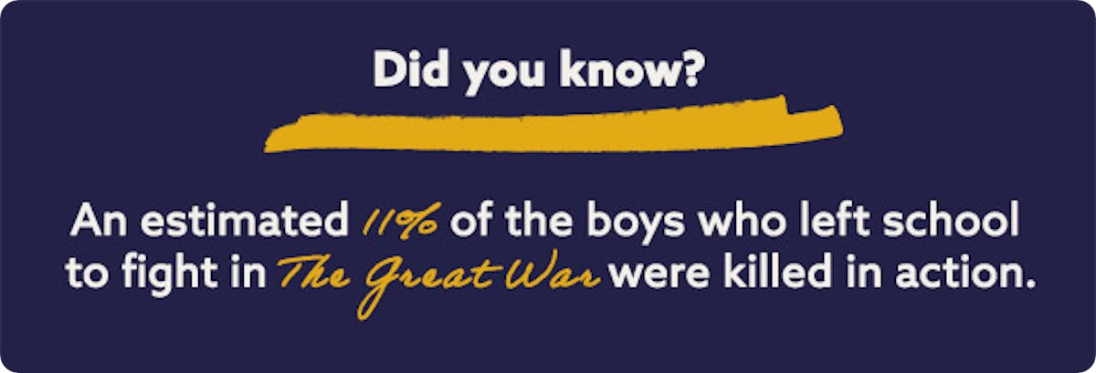 How many boys left school to fight in WW1?