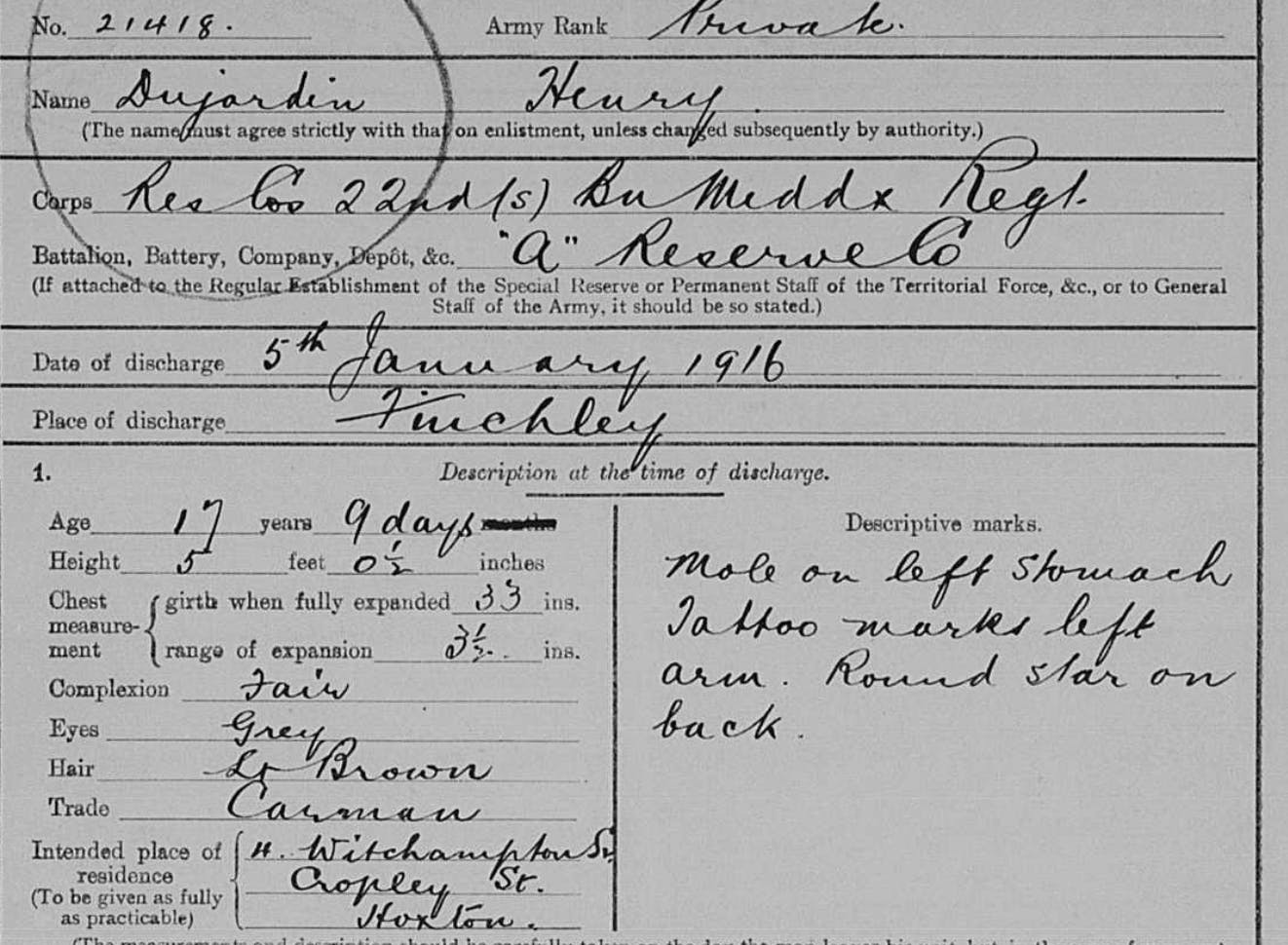 Charlotte Dujardin's ancestor in military records