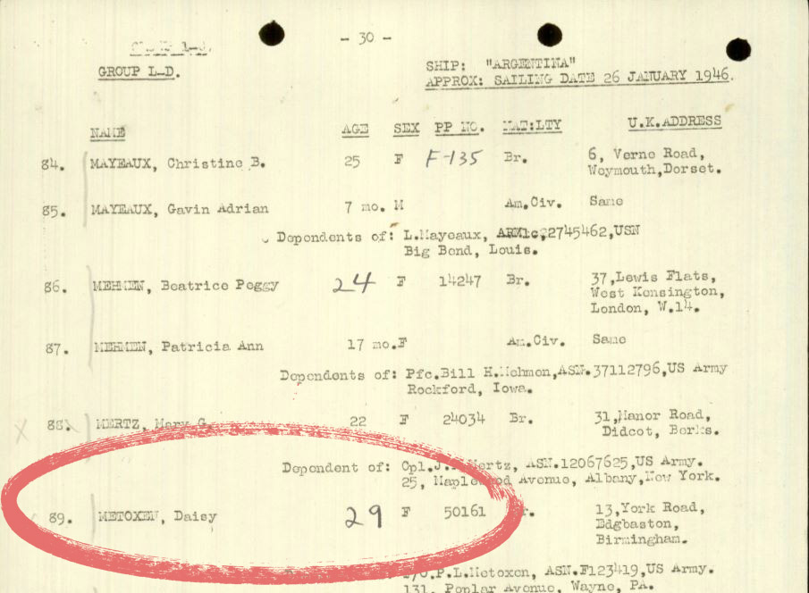 GI Brides ship to USA, 1946