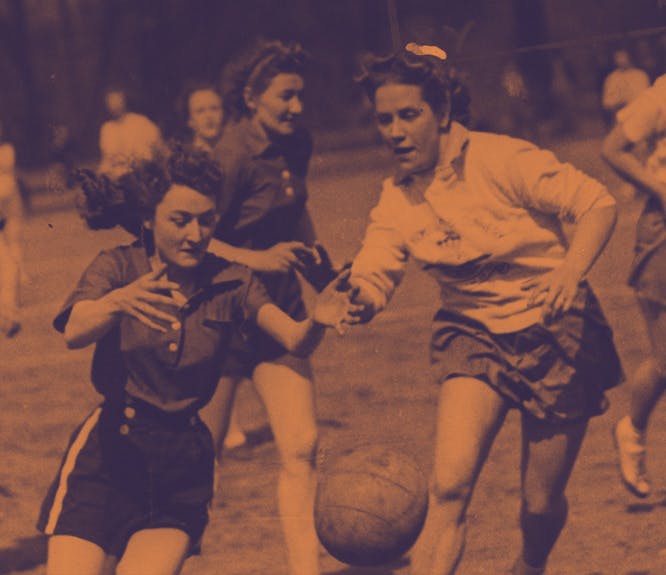 Women playing football family history