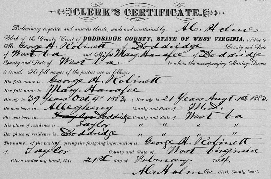 Joe Biden's great grandparents' marriage record