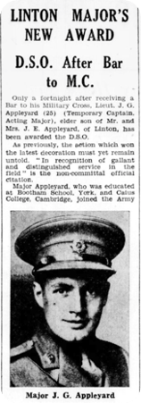 Appleyard received a D.S.O, in the Yorkshire Post and Leeds Intelligencer, 17 December 1942.