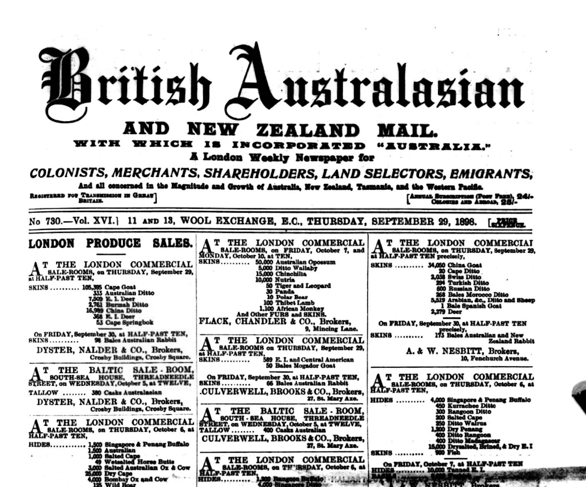 The front page of the British Australasian, 1898