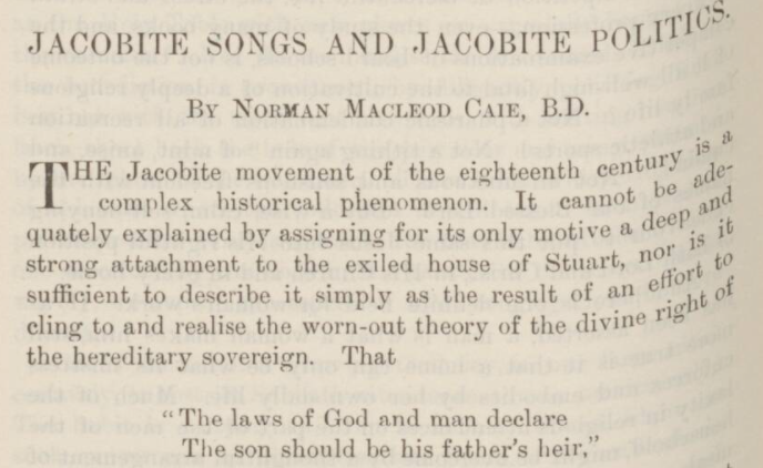 Jacobite politics, described in The Scots Magazine, 1899.
