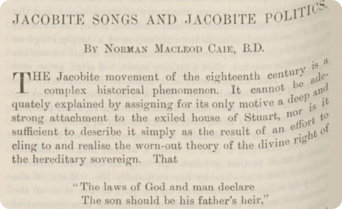 Jacobite politics, described in The Scots Magazine, 1899.