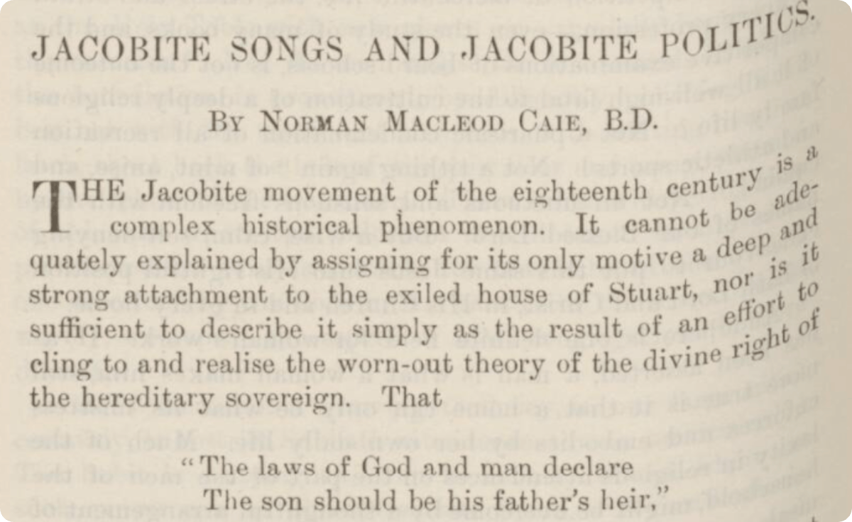 Jacobite politics, described in The Scots Magazine, 1899.