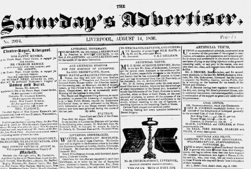 Liverpool's Saturday Advertiser, 14 August 1830.