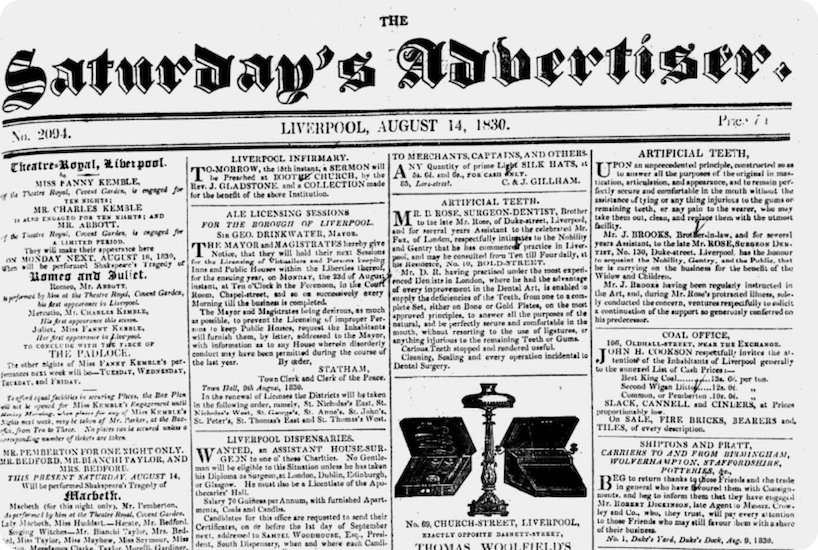 Liverpool's Saturday Advertiser, 14 August 1830.