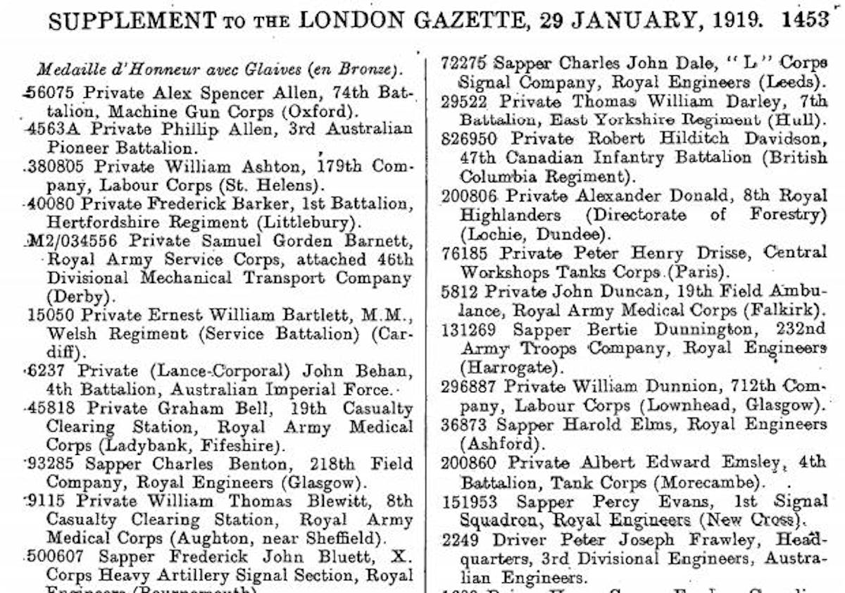 The London Gazette, Supplements August 1914 - January 1920 on Findmypast