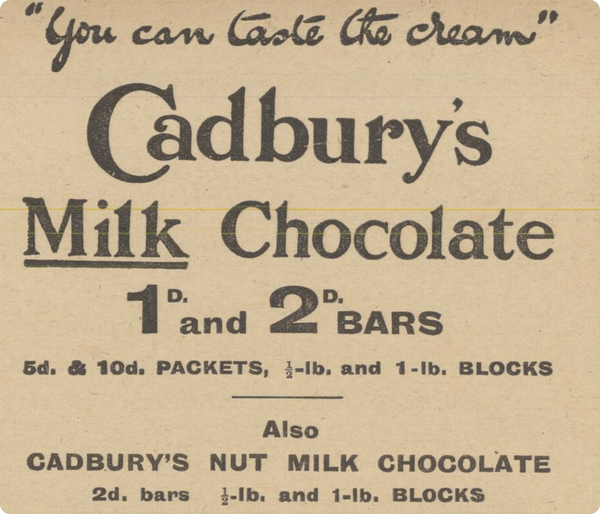 cadbury advert from 1921
