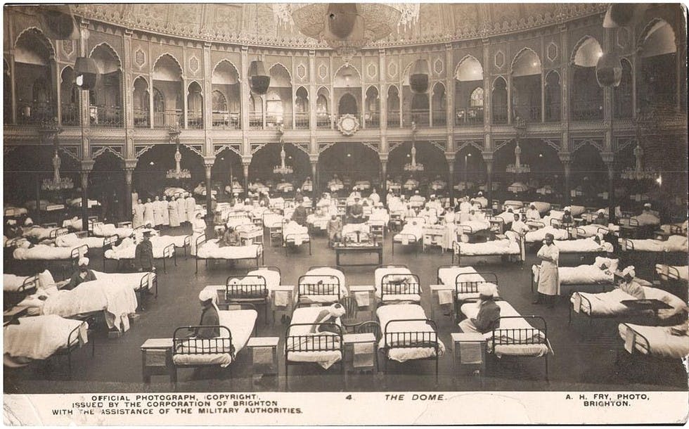 hospital inside The Dome of the Royal Pavilion, Brighton - May 1915