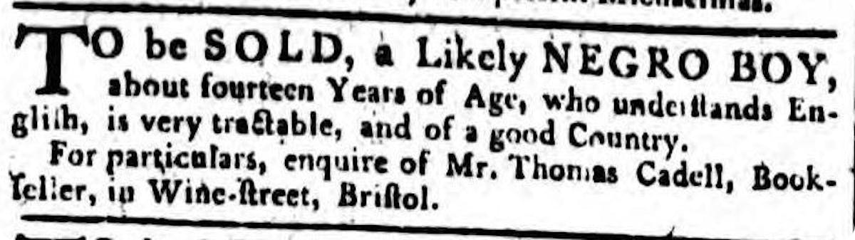 Slave adverts in old newspapers