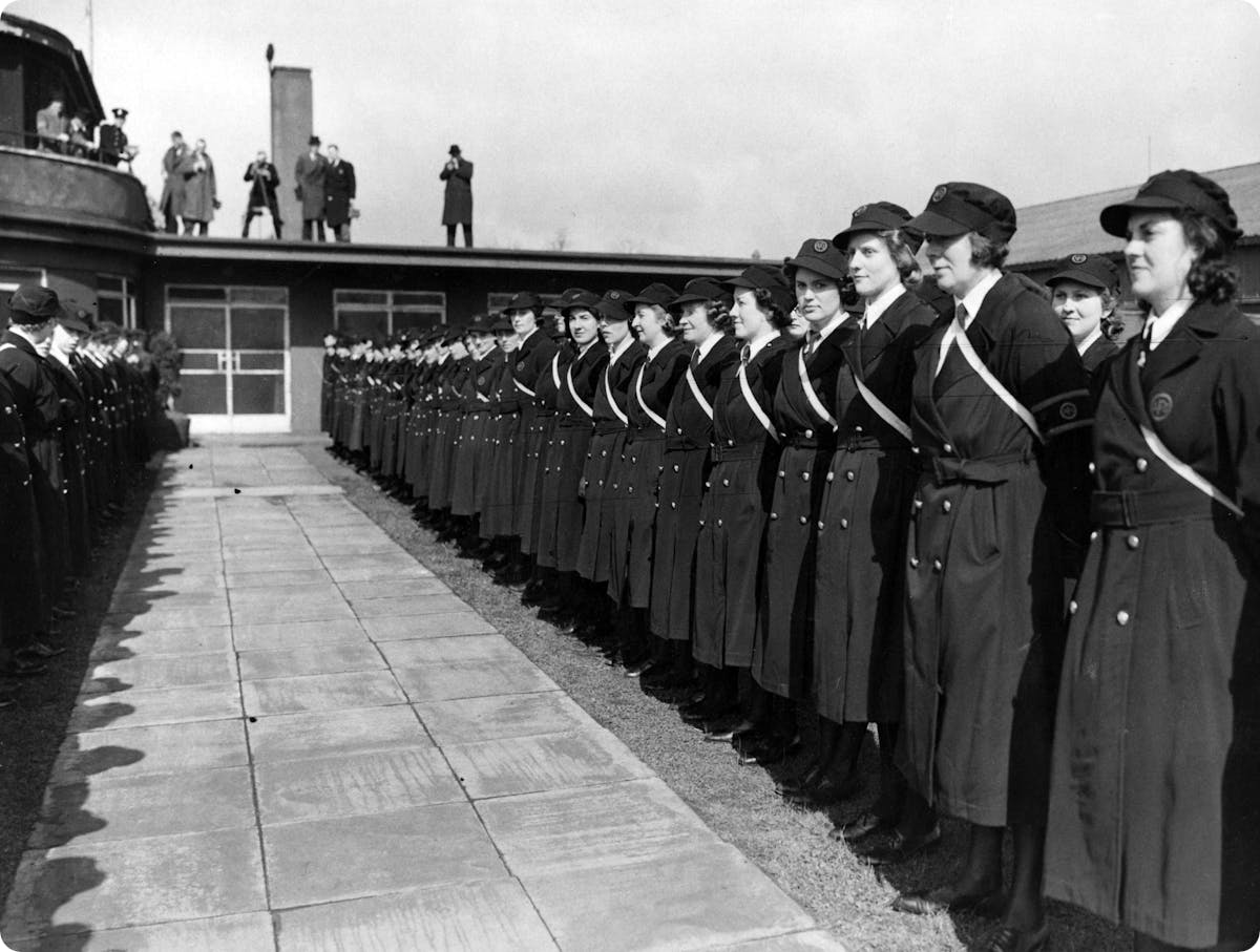 Women of the Auxiliary Fire Service, April 1940.