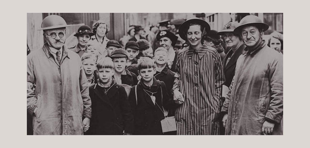 ARP wardens with children on the home front in WW2