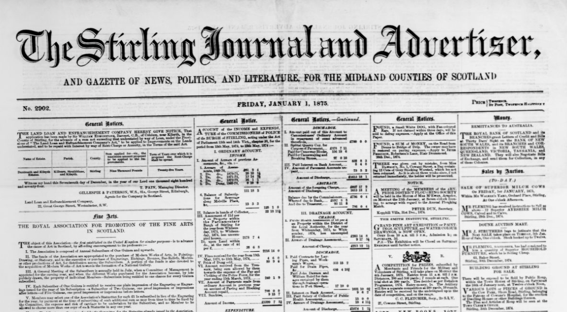 Stirling Journal and Advertiser, 1 January 1875.