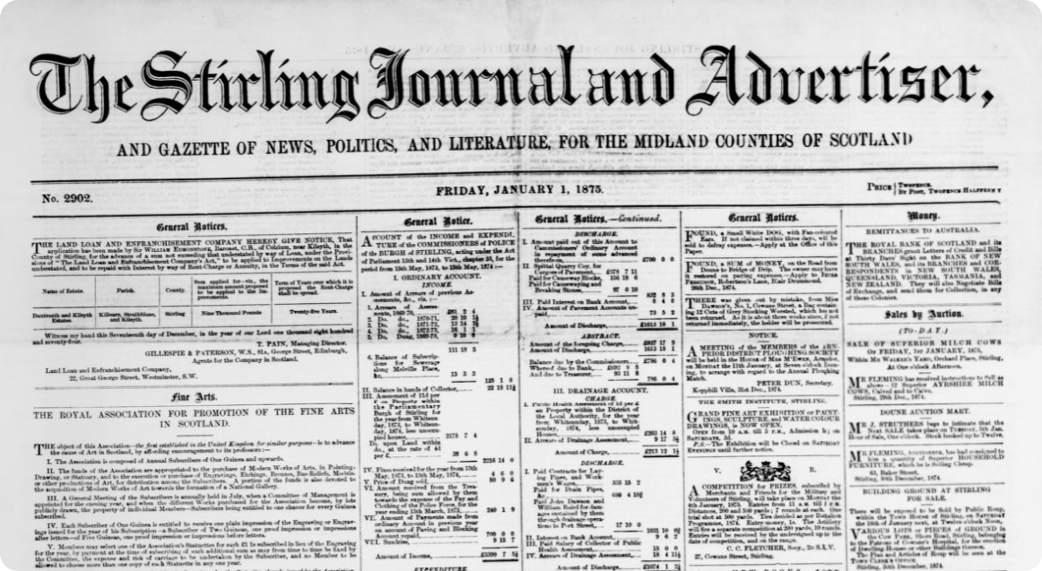 Stirling Journal and Advertiser, 1 January 1875.