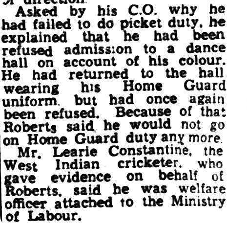 A newspaper clipping describing racism in 1940s Britain