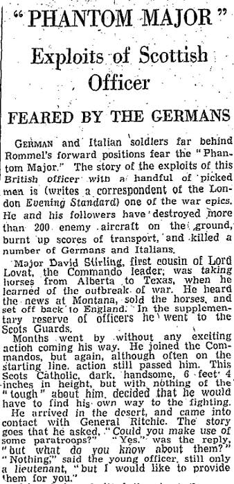 newspaper report from 1942 about the SAS
