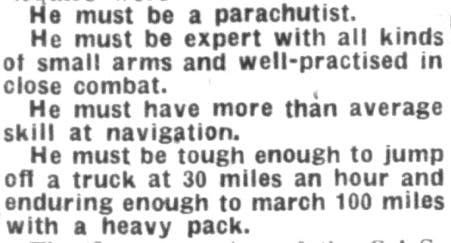 Requirements of an SAS commando, published in a newspaper