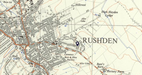 A c.1930s map of Rushden in Northamptonshire