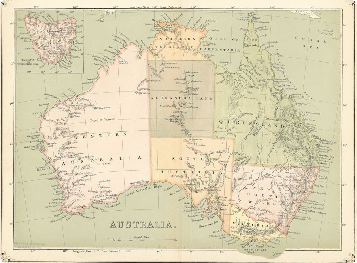 Map of Australia, 1879.