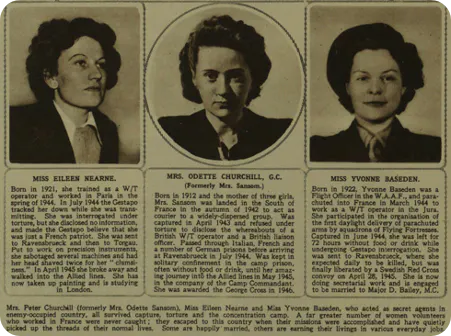 Newspaper article featutring Eileen Nearne, Odette Sansom and Yvonne Baseden.