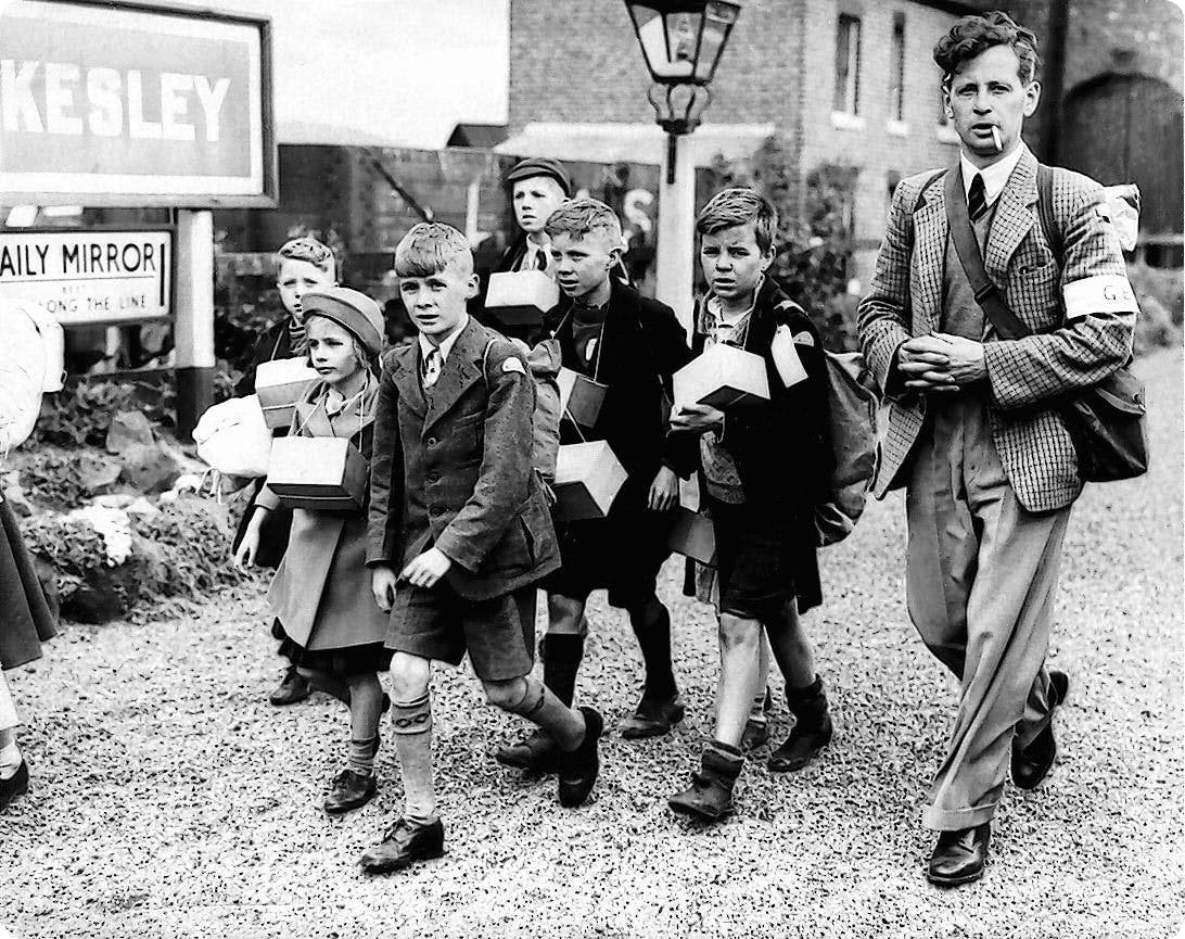 Children being evacuated in Britain during World War 2