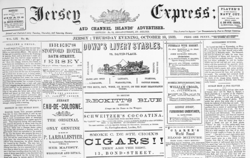 Jersey Express and Channel Islands Advertiser, 10 October 1889.