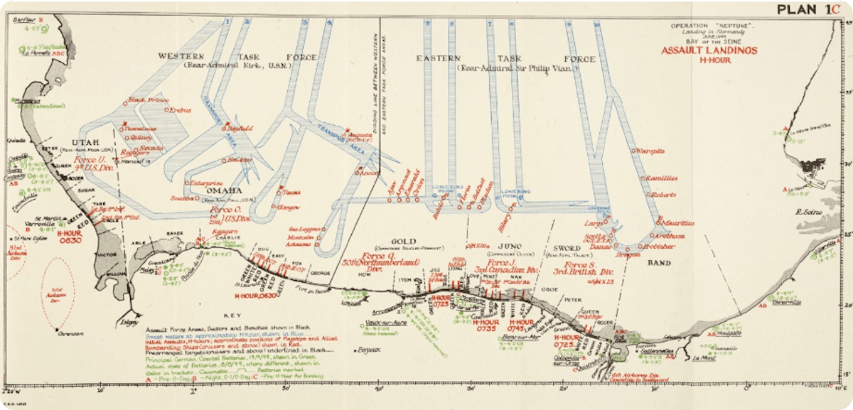Map depicting the Normandy Landings in June 1944