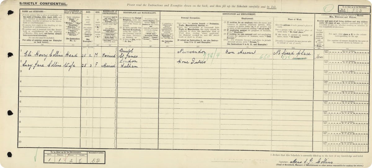 Eli and Lucy in the 1921 Census.