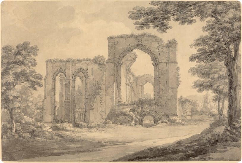 Artwork depicting Furness Abbey in 1777