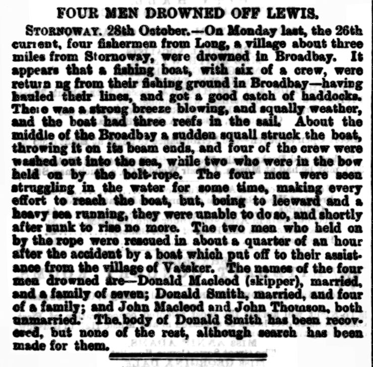 Glasgow Evening Citizen, 6 November 1868.