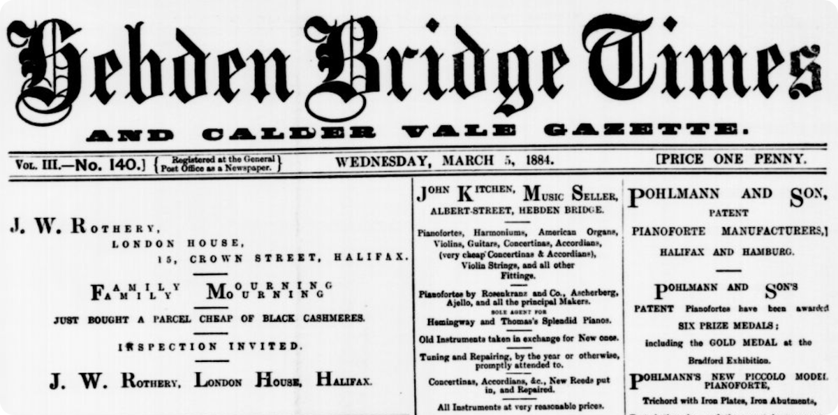 Hebden Bridge Times, 5 March 1884.