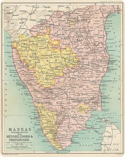 Map of Madras, 1909.